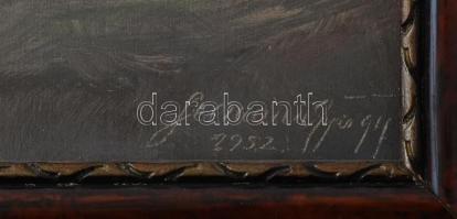 Seemann György (?-?), működött a XX. sz. közepén: Vízparti fények, 1952. Olaj, karton. Jelzett. Fa k...