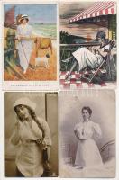 21 db RÉGI hölgy motívum képeslap vegyes minőségben / 21 pre-1945 lady motive postcards