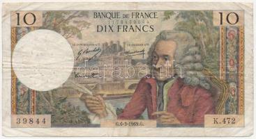 Franciaország 1969. 10Fr T:III tűlyuk France 1969. 10 Francs C:F needle hole Krause P#147