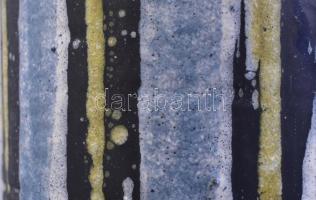 Iparművészeti Vállalat Gorka Lívia csíkos váza, mázas kerámia, kézzel festett, jelzett, hibátlan. m:...