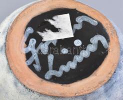 Iparművészeti Vállalat Gorka Lívia csíkos váza, mázas kerámia, kézzel festett, jelzett, hibátlan. m:...