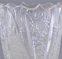Ezüst (Ag) talpú kristály váza. Jelzett, hibátlan. 21 cm