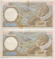 Franciaország 1941. 100Fr (2x) T:III,III- beszakadások
France 1941. 100 Francs (2x) C:F,VG tears
K...