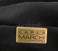 Carla Marchi fekete gyöngyökkel díszített kis színházi táska, 16x15 cm