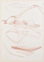 Olvashatatlan jelzéssel: Kompozíció, 1963. Akvarell, papír, jelzett a hátoldalán, vékony kartonra kasírozva, 30×21 cm