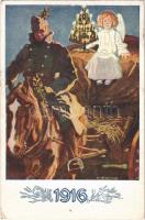 1916 Kriegsfürsorgeamt des K.u.K. Kriegsministeriums / WWI Austro-Hungarian K.u.K. military art postcard with Christmas and New Year greeting s: K. A. Wilke (EB)