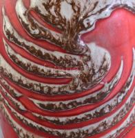 Absztrakt mintás váza. Mázas kerámia, kézzel festett, jelzés nélkül, hibátlan. 33 cm