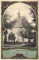 1902 Trutnov, Trautenau; Historische Kapelle a. d. Kapellenberge / chapel. Kunstanstalt A. Lehmann. Verlag Georg Lorenz. Art Nouveau, floral, litho frame