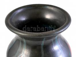 Erdélyi jelzéssel. Kakasos kerámia padlóváza. Mázas kerámia, kézzel festett, jelzett, hibátlan .41 c...