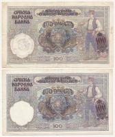 Szerbia / Német megszállás 1941. 100D (2x, egyik hamis "Strafgericht Breslau 183/4" bélyeg...