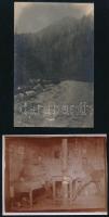 cca 1915-1917 Úz völgye, fűrésztelep romja, katonai vonat, menedékház, stb., 5 db fotó, 9×12 és 9×14...