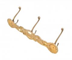 Dekoratív réz fali akasztó, fogas, apró festékfoltokkal, 40x7x9,5 cm