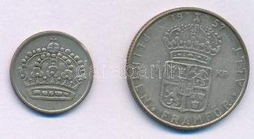 Svédország 1957. 25ö Ag + 1K Ag "VI. Gusztáv Adolf" T:2
Sweden 1957. 25 Öre Ag + 1 Kroner...
