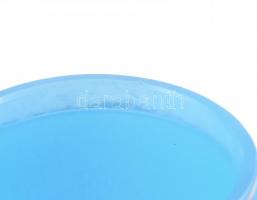 Türkizszínű üvegpohár, kopott aranyozással, csorbákkal, m: 14 cm