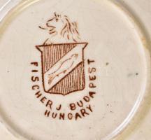 Fischer virágmintás fajansz mokkás csésze, 2 db + 2 db csészealj, levonóképes, jelzett, kopásnyomokk...