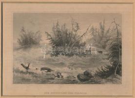 cca 1850 Niagara vízesés, acélmetszet, paszpartuban, ésrült, 13×18 cm