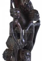 Kavalkád afrikai faragott sok alakos ébenfa szobor 29 cm