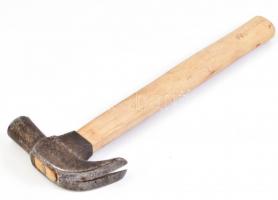 Szöghúzó kalapács, fa nyéllel, h: 35 cm