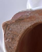 Art deco lányka bűszt mázas Komlós kerámia, jelzett, mázrepedésekkel m:18 cm
