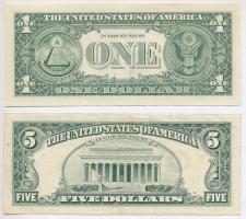 Amerikai Egyesült Államok 2009-2017. 1$ (4xklf) +1995. 5$ T:III
USA 2009-2017. 1 Dollar (4xklf) + 1...