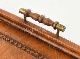 Régi, kézzel faragott fa tálca, kissé sérült, 51x34 cm