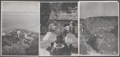 cca 1940 Vegyes fotó tétel, 7 db, közte: Tihanyi és a Tihanyi Apátság madártávlatból, a tihanyi Magy...