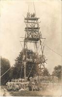 1916 Sík, de erdős területen kiépített többszintes megfigyelő állomás / WWI German military observation post. photo + Bay. Pionier-Regiment I. Kompagnie