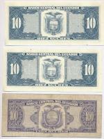 Ecuador 1988. 10S (2x, sorszámkövető) + 1980. 100S T:I-III
Ecuador 1988. 10 Sucres (2x, sequential ...
