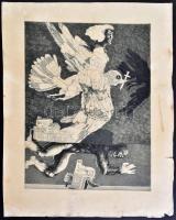 Bognár Árpád (1931-2004): Menekülő. Rézkarc, papír, jelzett, számozott (1/15), lap széle foltos, sza...