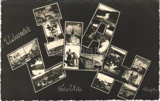 Zilah, Zalau; mozaiklap / multi-view postcard. Foto Elite + 1942 A Wesselényi szobor újjáavatása Zilah So. Stpl.