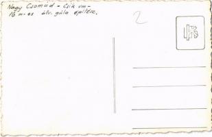 Nagy-Csomád, Ciomatul Mare; gúla alakú 16 méteres állvány építése / construction of a pyramid-shaped...