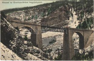 Oravica-Anina, Oravita-Anina; Vasúti hegyipálya, viadukt, vasúti híd. Weisz Felix kiadása / mountain railway bridge, viaduct