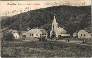 1910 Menyháza, Monyásza, Moneasa; Római katolikus templom és paplak / Catholic church, rectory (EK)