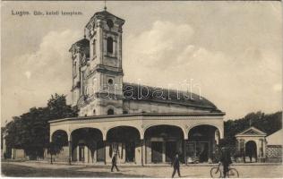 Lugos, Lugoj; Görögkeleti templom, kerékpár. Auspitz Adolf kiadása / Orthodox church, bicycle (EK)