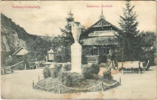 1908 Székelyudvarhely, Odorheiu Secuiesc; Solymossy sósfürdő, jegykiadás. Dragomán kiadása / salt bath, spa, ticket office (fl)