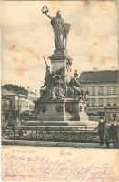 1903 Arad, Vértanú szobor, Hubert üzlete. Römmler & Jonas / monument, shops (fl)