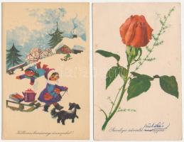 33 db MODERN grafikai üdvözlő motívum képeslap / 33 modern graphic greeting motive postcards