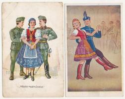 8 db RÉGI népviseletes motívum képeslap / 8 pre-1945 folklore motive postcards