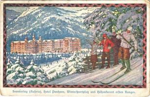 Semmering, Hotel Panhaus, Wintersportplatz und Höhenkurort ersten Ranges / winter sport, skiing, sledding. E. Kutzer (EB)