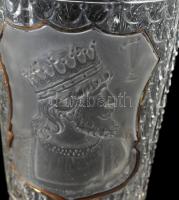 4 db Király fejes kehely készlet talpas üveg plasztikus portré díszítéssel arany kontúrozással. Form...