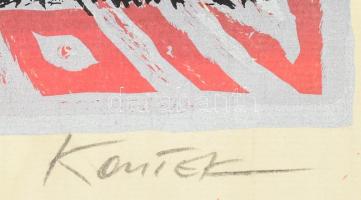 Kontek jelzéssel: Város látképe (olvashatatlan német nyelkvű címmel: ... Sicht). Szitanyomat, papír,...