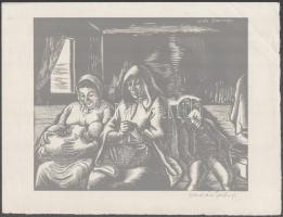 Vadász Endre (1901-1944): Szent család (Daumier után), fametszet, papír, jelzett, 19x24 cm