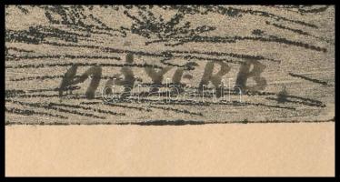 Mayer B jelzéssel: Parasztudvar. Rézkarc, papír, 23x32 cm