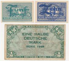 Német Demokratikus Köztársaság 1948. 5pf + 10pf + 1/2M T:I,III German Democratic Republic 1948. 5 Pfennig + 10 Pfennig + 1/2 Mark C:UNC,F