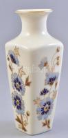 Zsolnay porcelán búzavirágmintás váza, kézzel festett, jelzett, hibátlan, m: 14 cm