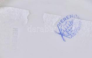 Herendi Viktória mintás tálka, porcelán, kézzel festett, erősen kopott, jelzett, d: 10x7,5x1,5 cm