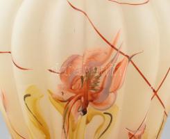 Üveg váza, matt, kézzel festett, apró kopásnyomokkal, m: 24 cm, d: 12 cm