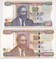 Kenya 2006. 100Sh + 1000Sh + 2008. 50Sh + 200Sh T:I,III Kenya 2006. 100 Shilling + 1000 Shilling + 2008 50 Shilling + 200 Shilling C:UNC,F