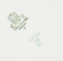 Tielsch-Altwasser virágmintás porcelán leveses tál, matricás, jelzett, kopásnyomokkal, 32×20 cm