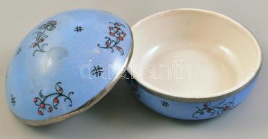 Drasche Budapest porcelán bonbonniere, kontúrmatricás, korának megfelelő állapotban, jelzett d: 7 cm